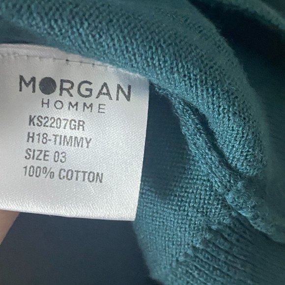 MORGAN HOMME Mens Green & Black Light Long Sleeve Sweater Size L H18-Timmy - Picture 5 of 8